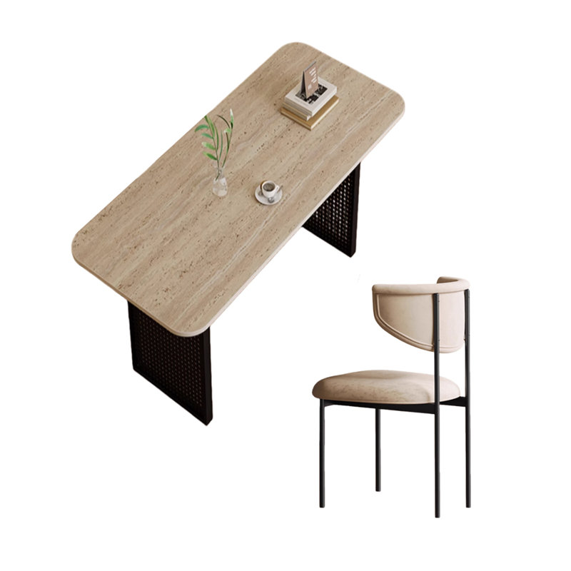 Pupitre beige avec pieds en métal noir, H 29,52 po x l 51,18 po x P 27,55 po