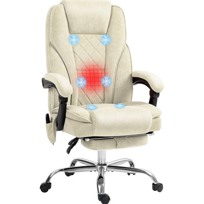 Fauteuil de massage en couleur beige. 6 points de vibration et chauffage. Inclinaison réglable. Dossier rembourré. Repose-pieds. 3 modes. Une mobilité fluide pour le bureau. Beige Siège confortable. Chaise. Modes