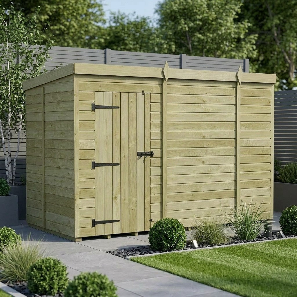 Total Sheds 10ft x 5ft Pent Garden Shed - Single Door - No Windows - Pressure Treated Timber - UK Manufactured