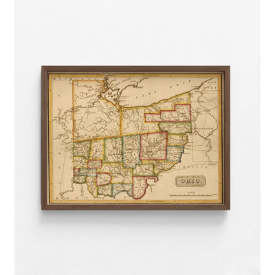 Lacretia Ohio 1817, Large Ohio Map, Antique Ohio Gift Map, Rustic USA State Map Print, Small Farmhouse Home Office Decor Idea, USA Wall Art