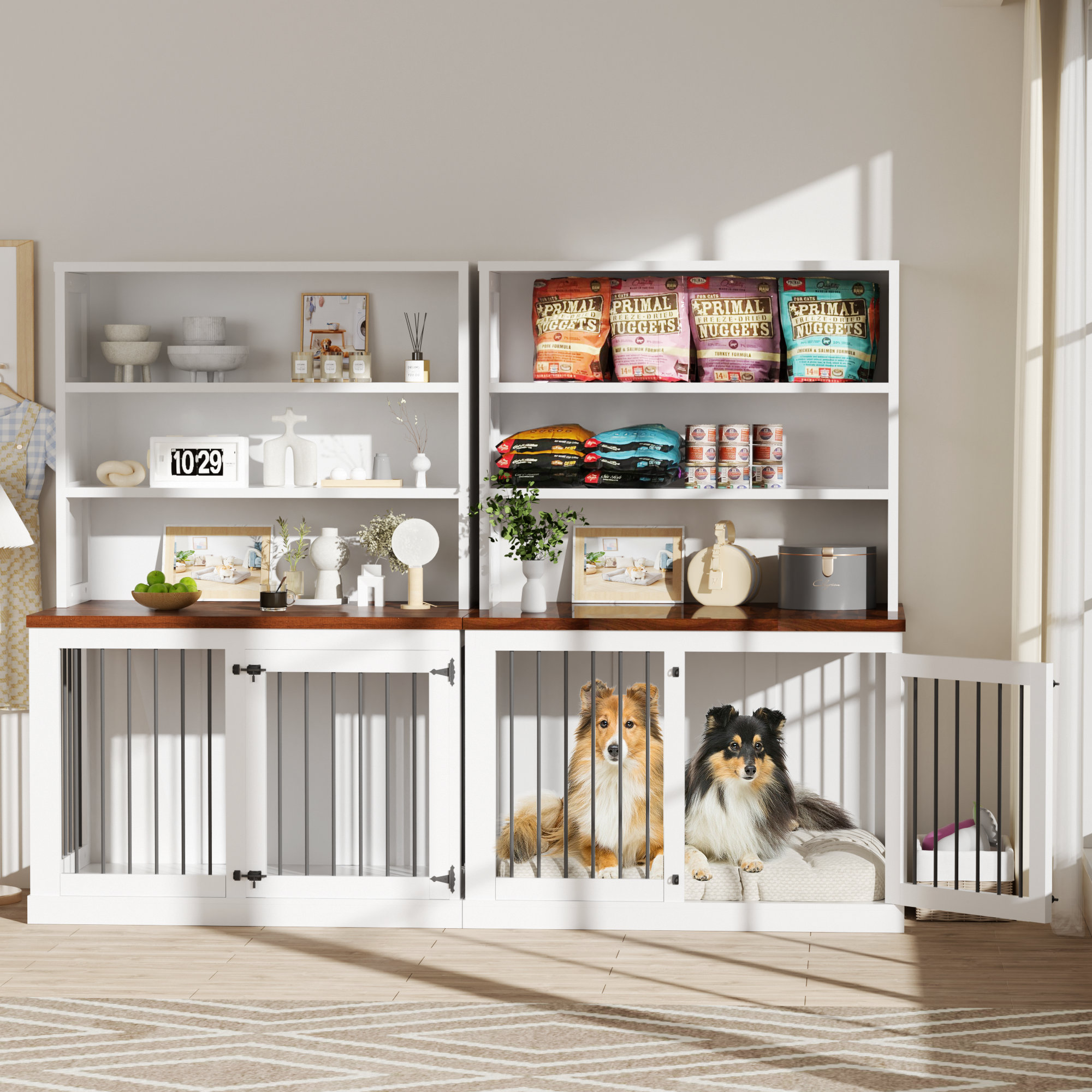 Tucker Murphy Pet™ Large Dog Crate Furniture with 2 Storage Cabinets ...