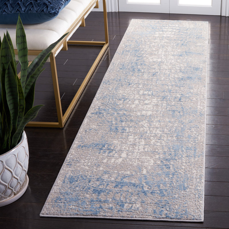 Tapis abstrait Lagoon Performance, Tapis de couloir 2 pi 2 po x 8 pi