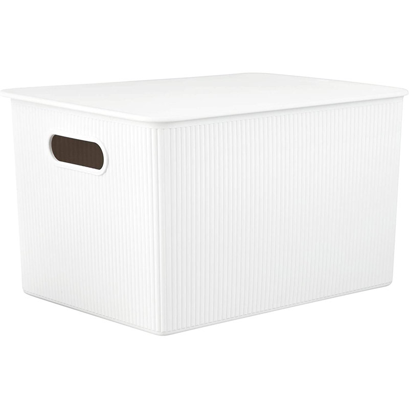 Ensemble de boîtes en plastique nervuré, 3, Blanc