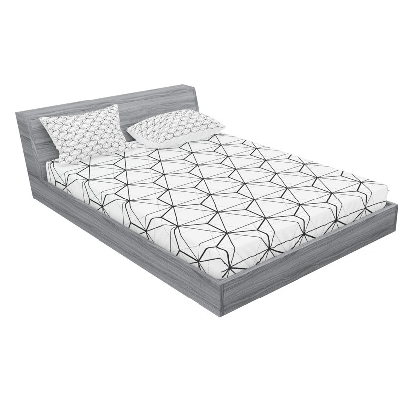 Microfiber Sheet Set, Queen Sheet Set with Fitted Sheet, Geometric, Black/White/Gray