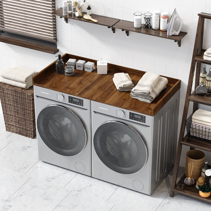 OfficeSimpli Washer Dryer Countertop 27.5 x 54 Laundry Countertop Over Washer and Dryer, Laundry Room Countertop Organization Solution with Non-Slip Pads, California Walnut