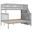 Lit superposé simple au dessus d'un escalier double avec rangement, gris, peu encombrant et polyvalent pour les chambres à coucher et les dortoirs modernes-560515176