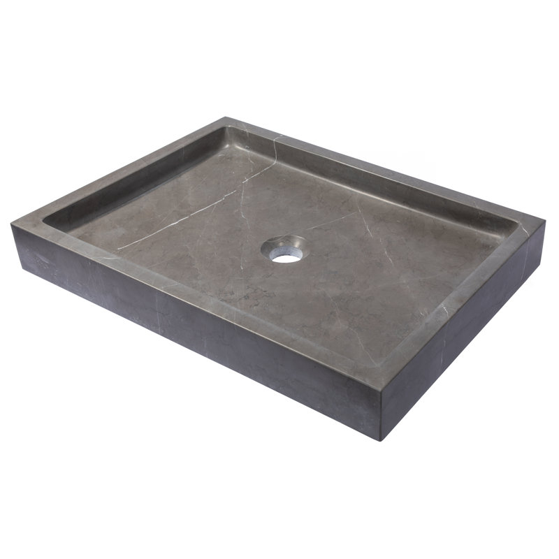 Eden Bath 16'' Marble Rectangular Bathroom Sink, Black