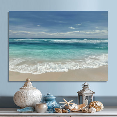 Blue And White Oceanic Oasis In Mexico - Beach Wall Art, Blue Coastal Canvas Print