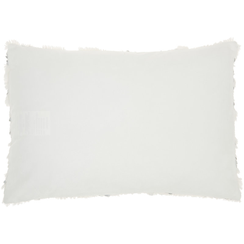 White Faux Fur and Sequins 20" x 20" Throw Pillow