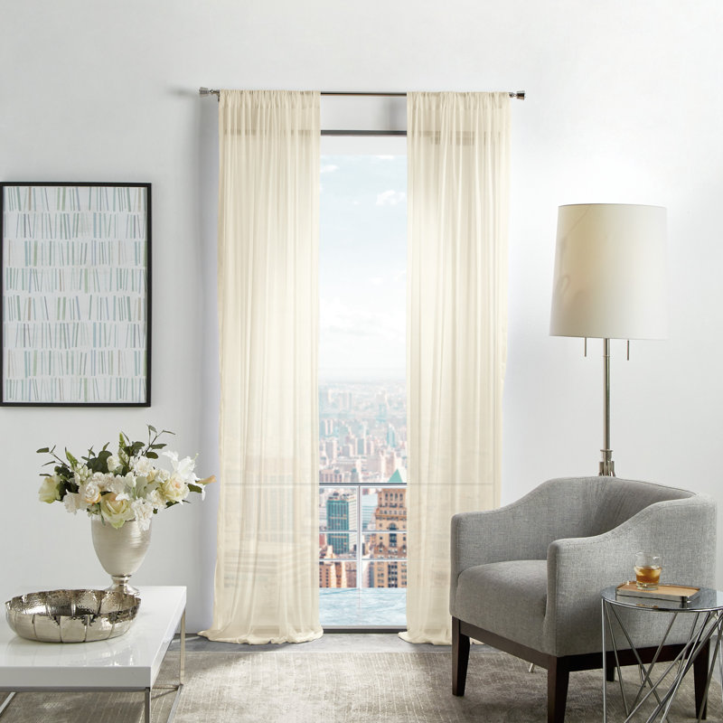Paire de rideaux transparents avec passe-tringle Martha Stewart, L 50 po x L 84 po, Ivory