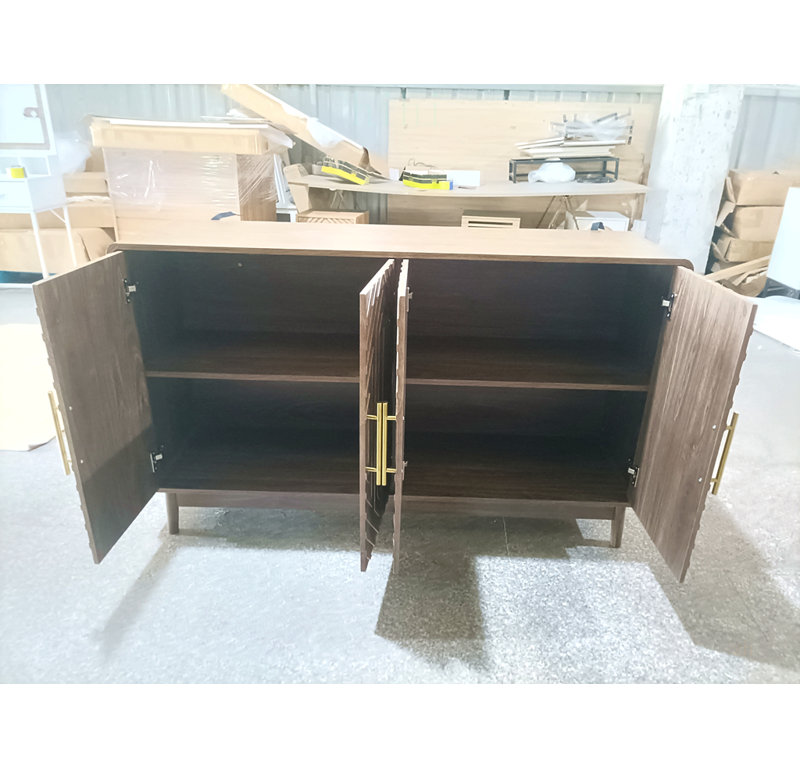 Buffet sculpté à 4 portes avec tablettes réglables, rangement multifonctionnel pour le salon et le vestibule