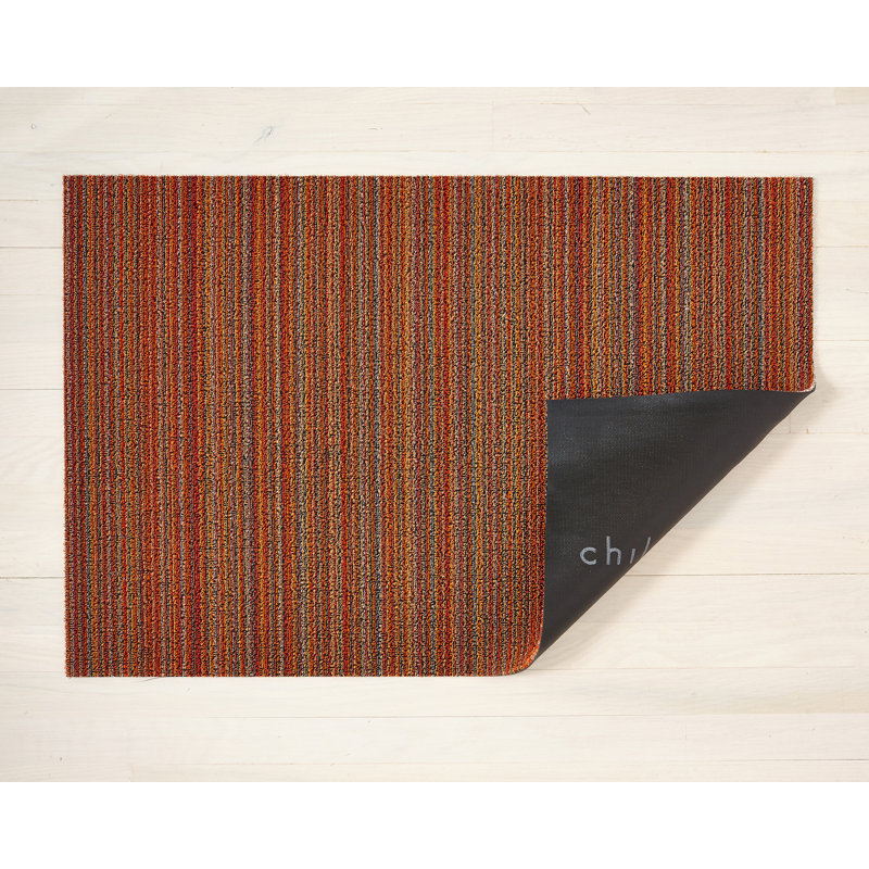 Striped Indoor / Outdoor Doormat, 0.6cm H x 61cm W x 91cm L, Orange