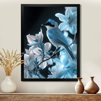 Oiseaux tropicaux bleus et noirs tropicaux - décoration murale oiseau
