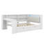 Lit plateforme double en bois avec tête de lit tapissier à DEL, tablettes de rangement, 2 tiroirs, chargement USB, couleurs ajustables et bureau intégré-1421901889-1421901903