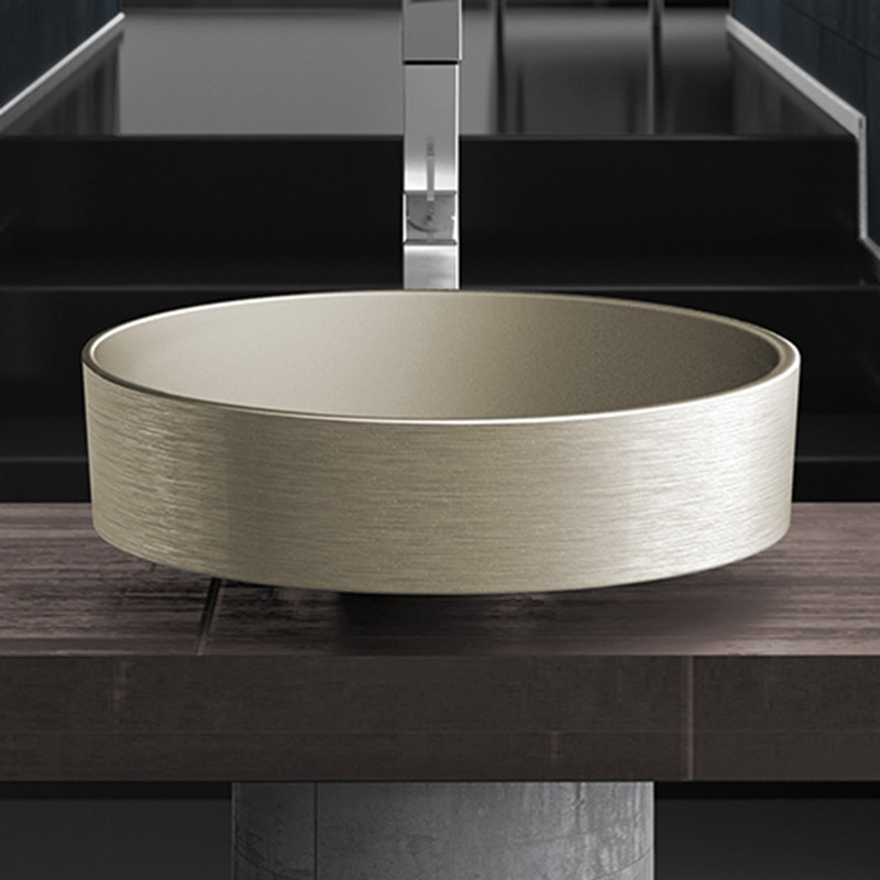 Rho 16.1'' L Bathroom Sink, Brushed Platinum