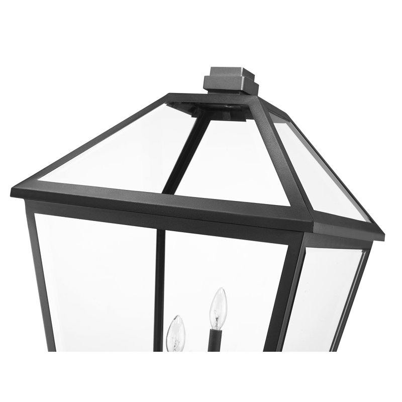 Bien-Aime Clear Beveled Lamp Post (Full), 128.25" H x 19.5" W x 19.5" D, Black, Beveled