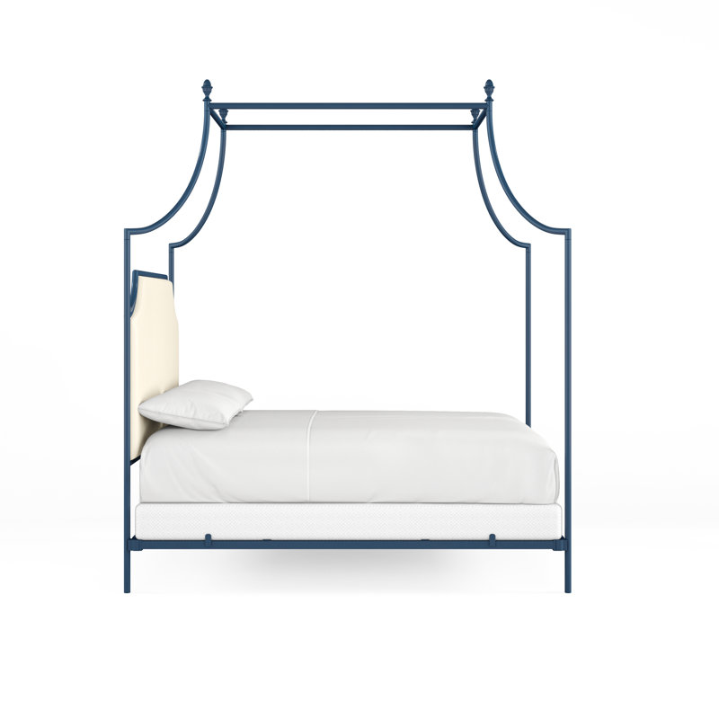 Lit à baldaquin 337 Flying Arch | Auvent complet, Grand lit, Bleu marine / beige