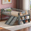 Lit en bois avec tablettes de rangement, rangement sous le lit, glissoire et échelle-1290263599
