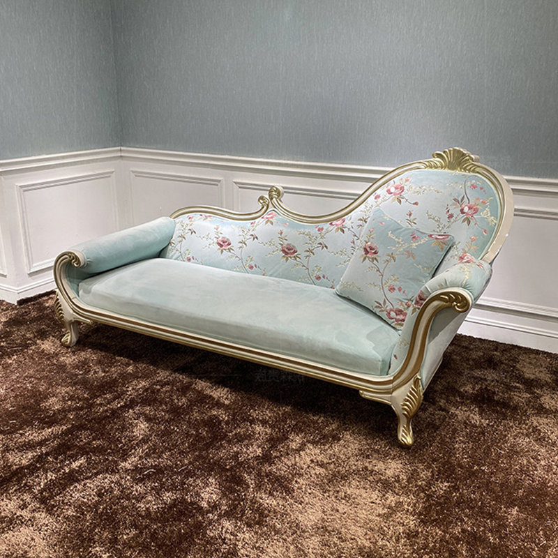Fauteuil de princesse de 78,74 po en bois massif vert de style français