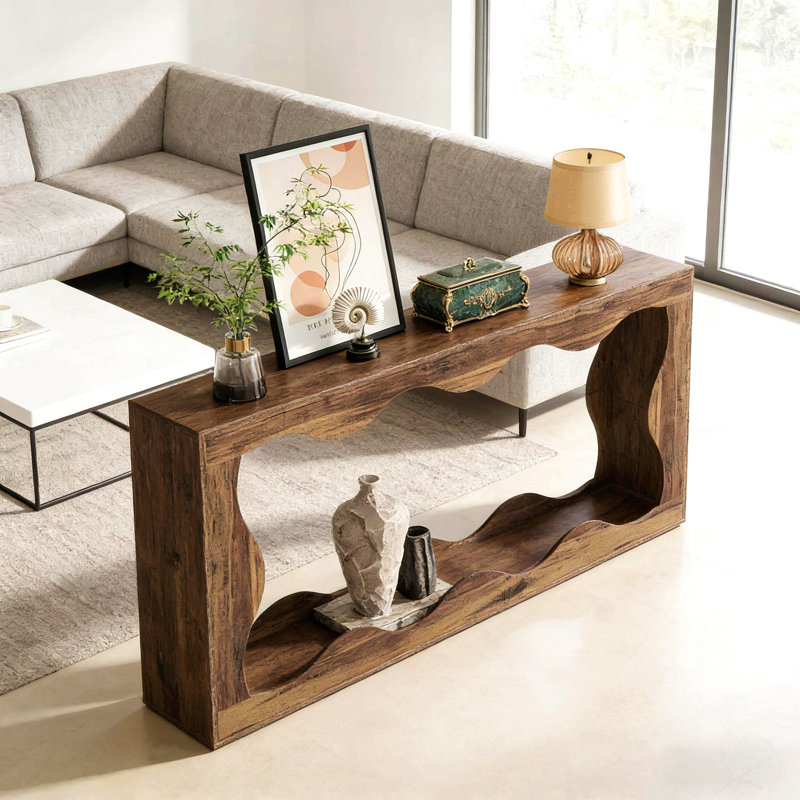 Table d'entrée de style moderne, console industrielle, table basse, Brun rustique