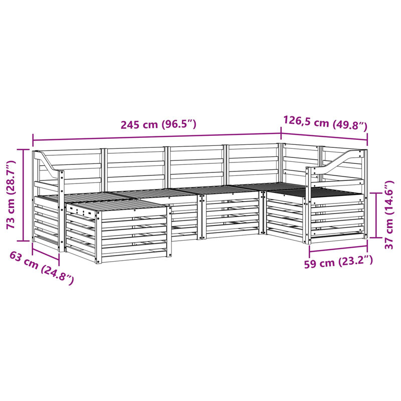 245cm Wide Patio Sectional Set