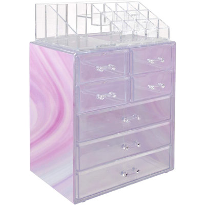 Sorbus Cosmetic Makeup And Jewellery Storage Case Display, Spacious Design, Great For Bathroom, Dresser, Vanity And Countertop (3L, 4S Drawers, Tie Dye)