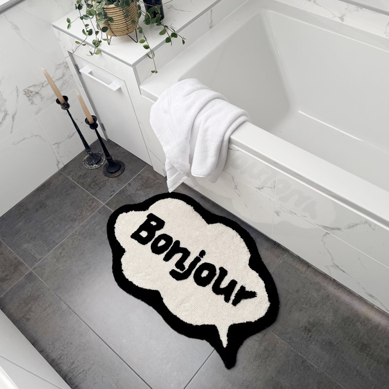 Bonjour Slogan Novelty Bath Mat