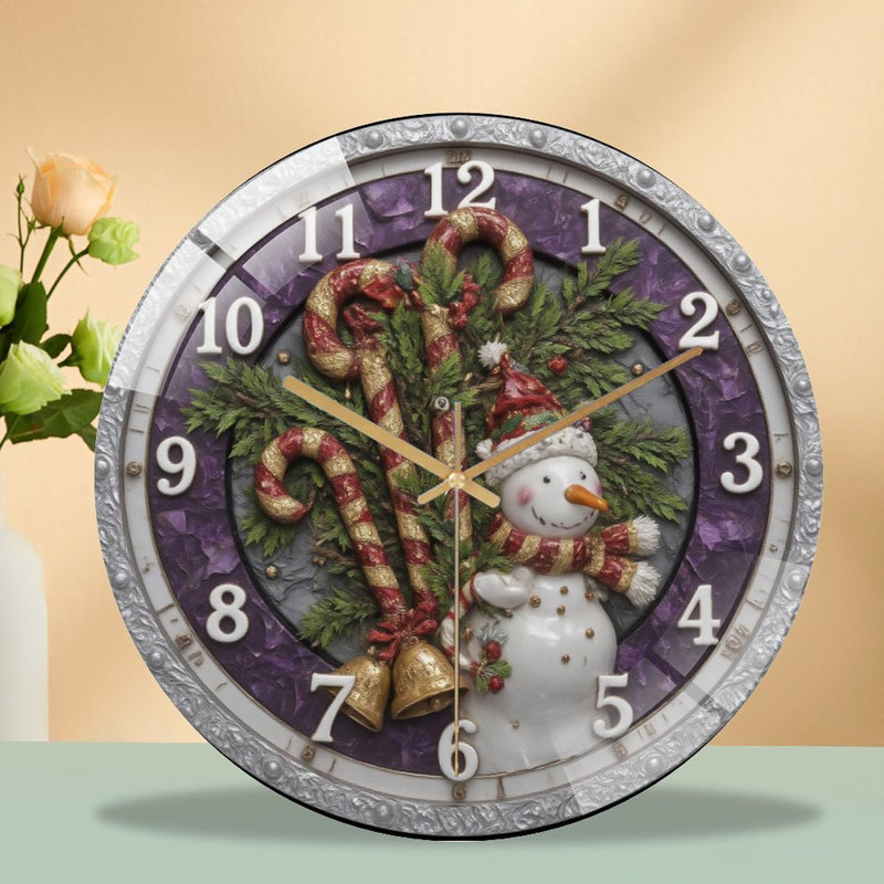 Bonhomme de neige-Noël-horloge-art décoratif 12 po