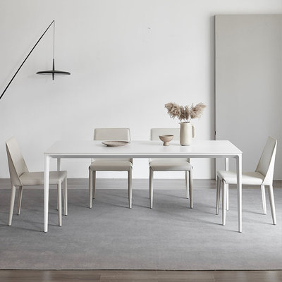 White Sintered Stone Tabletop Dining Table