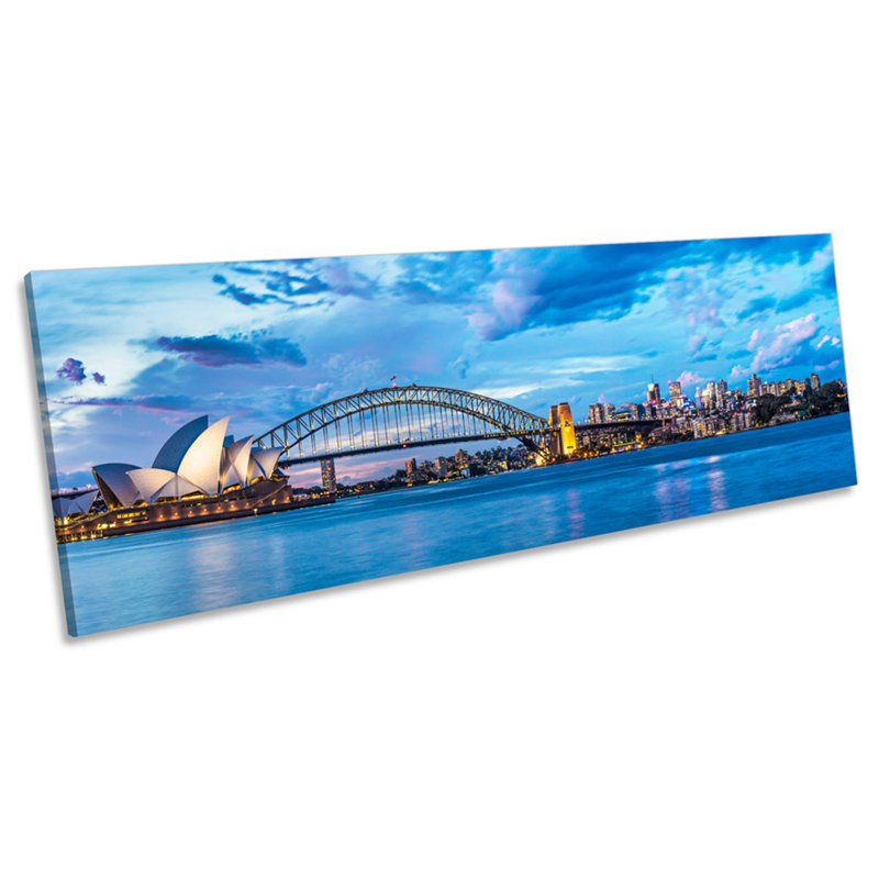 Sydney Harbour Blue City Skyline - Wrapped Canvas Panoramic Print, 45.72cm H x 137.16cm W x 2cm D
