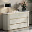 Armoire 47,24 po en bois massif blanc à six tiroirs avec bords en dalle de pierre et compartiment de rangement-984742349