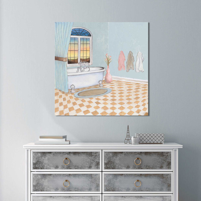 «Pastel Bath I», impression, H 18 po x l 18 po x P 1 po, Toile tendue