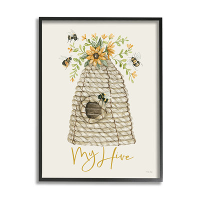 " My Hive Phrase Insect Bees Vintage Sunflower Florals " by Cindy Jacobs