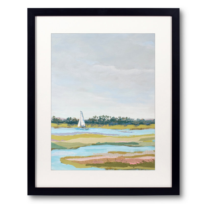 Floating On Folly River Print by Karin Olah, Black Framed Paper, 21.25" H x 17.25" W x 0.88" D, White
