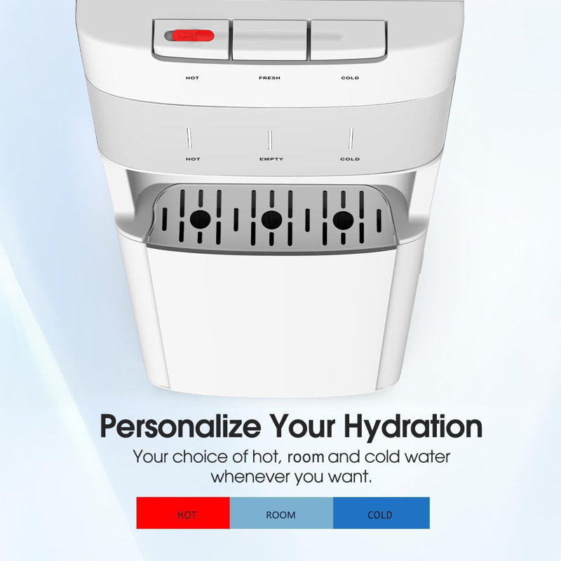 Soopyk Self Cleaning Bottom Load Water Cooler Dispenser For 3-5 Gallon Bottles Led Display With Empty Bottle Alert White