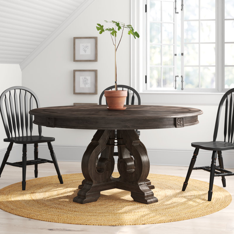 Table de salle à manger à piédestal 60 po Everly, Rustique naturel, Rustique naturel