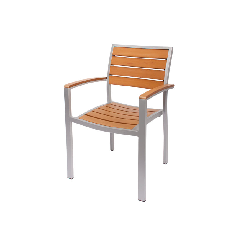 Chaise de patio empilable en teck Largo, Argent