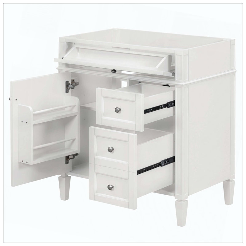 Meuble-lavabo 2 tiroirs Modern Modern, Nickel brossé, Blanc