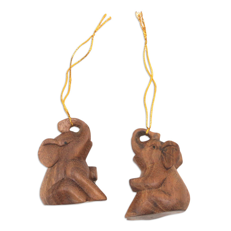2.8'' Handmade Wood Animals Hanging Figurine Ornament