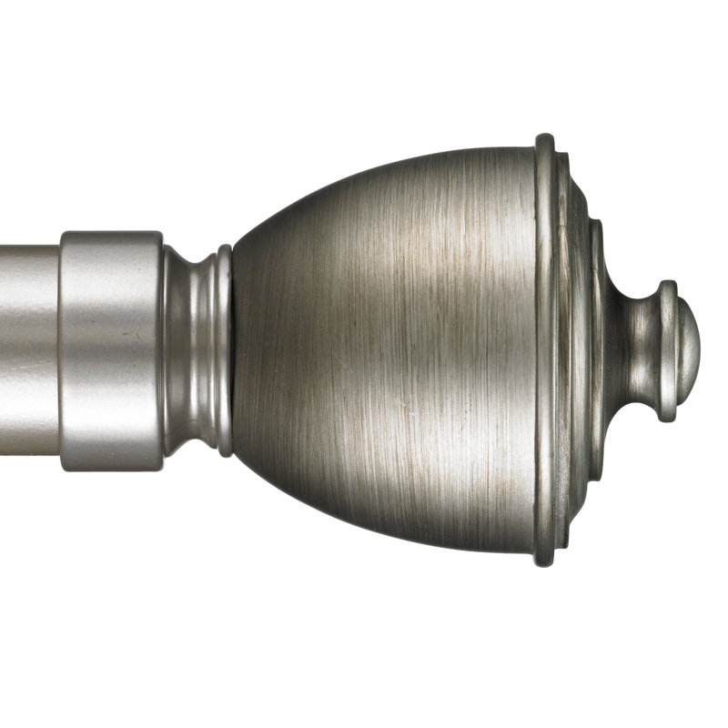 Tringle à rideaux simple 1,5 po Lawhon, Argent antique, H 2 po x l 72 po x P 3,75 po