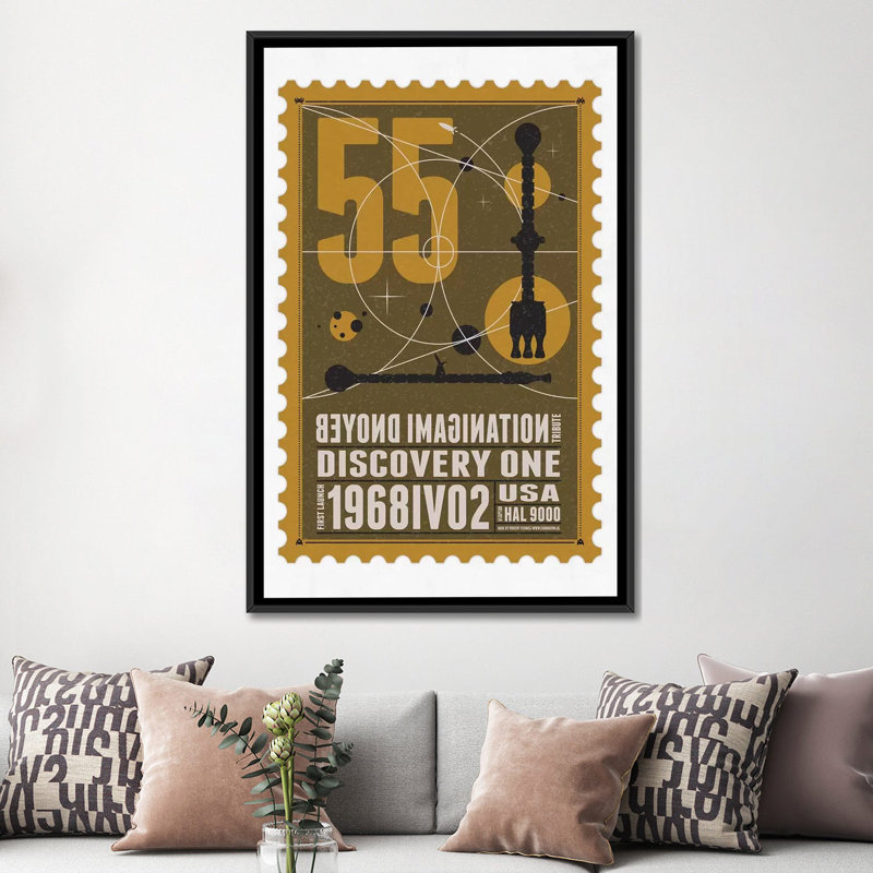 «Starship 55 Postage Stamp Discovery One», impression sur toile, H 26 po x l 18 po x P 1,5 po, Toile encadrée noire