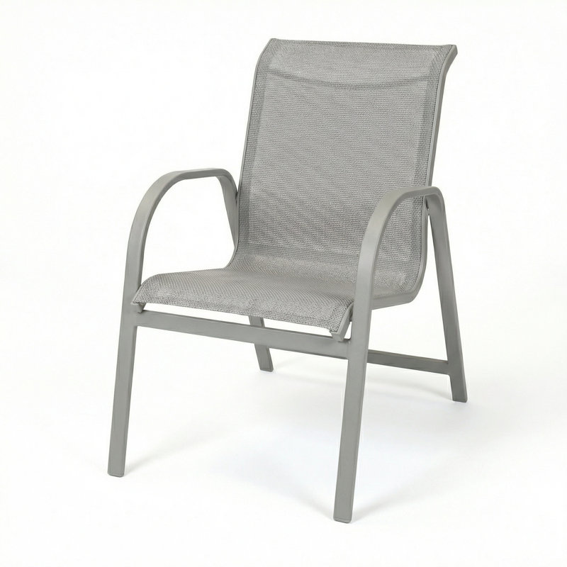 Windward Outdoor Ocean Breeze Arm Chair, Dove Gray Sling/Matte Gray