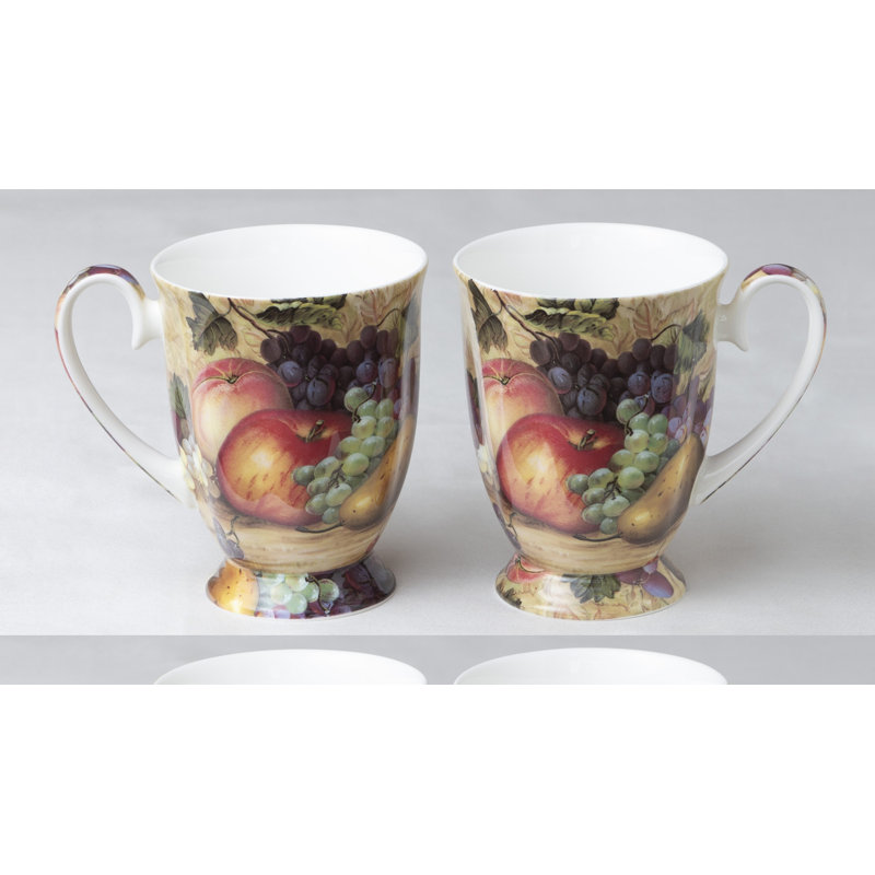 Ensemble de 2 tasses à café ou à thé Bone China English Botanical