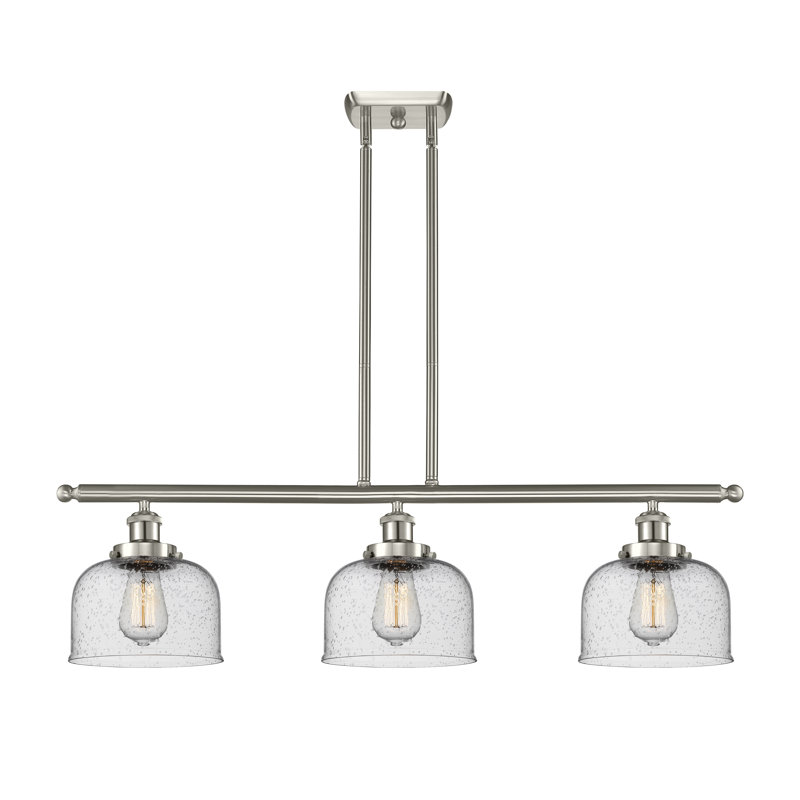 Luminaire suspendu linéaire à 3 lumières HamLake, Bullé, Ampoule non incluse, Nickel satiné brossé