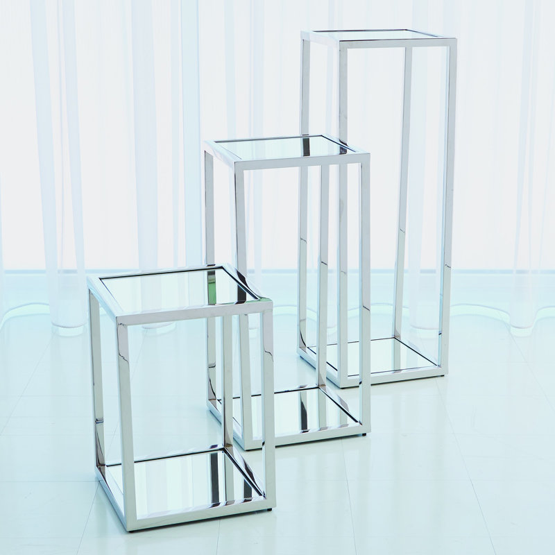 Escher Pedestal/Planter, 20" H x 14" W x 14" D, Brass