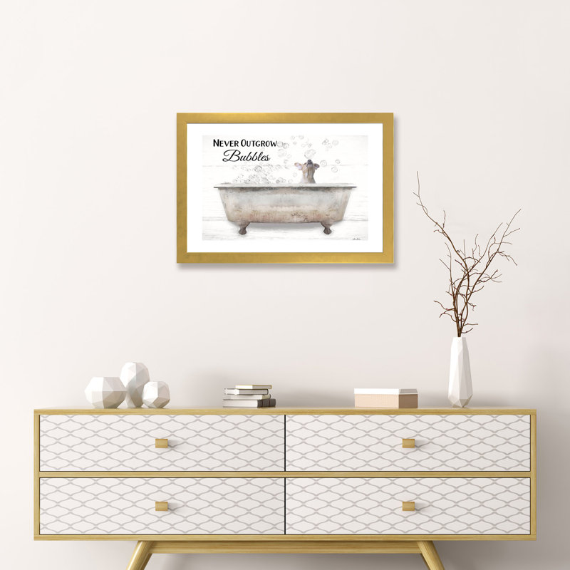 «Never Outgrow Bubbles» par Lori Deiter, reproduction d'art encadrée, H 16 po x l 24 po x P 1 po, Papier encadré doré