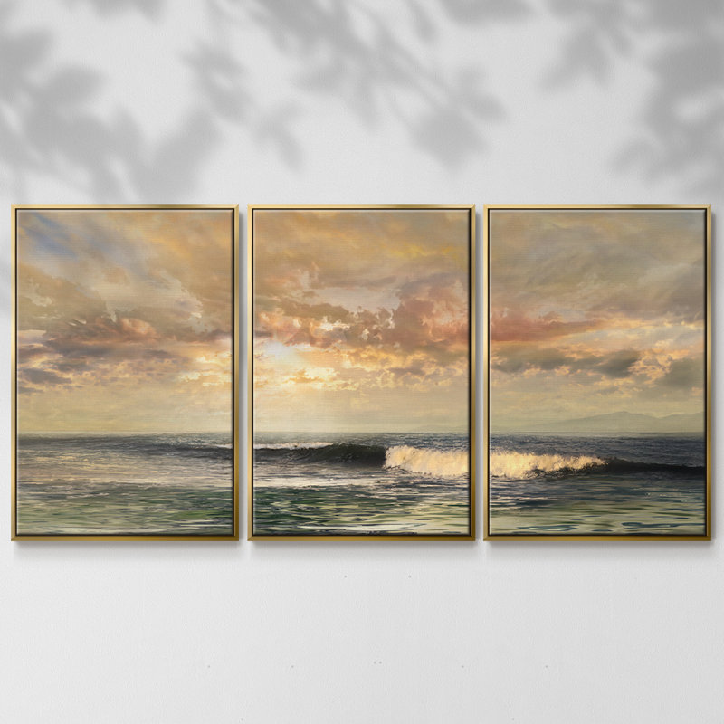 Serenity - 3 pièces avec cadre flottant, H 40 po x l 78 po x P 2 po, Or