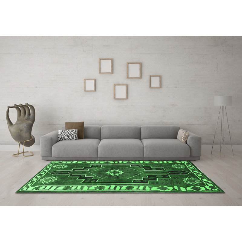 Washable Oriental Indoor Rug, Round 5'