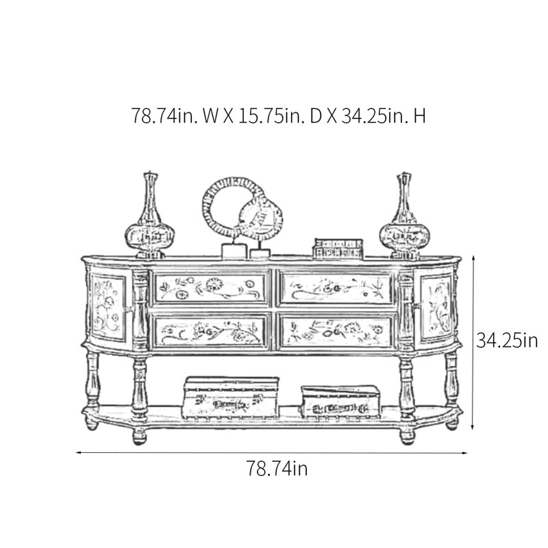 American Retro Multifunctional Console Table, 34.25" H x 78.74" W x 15.75" D