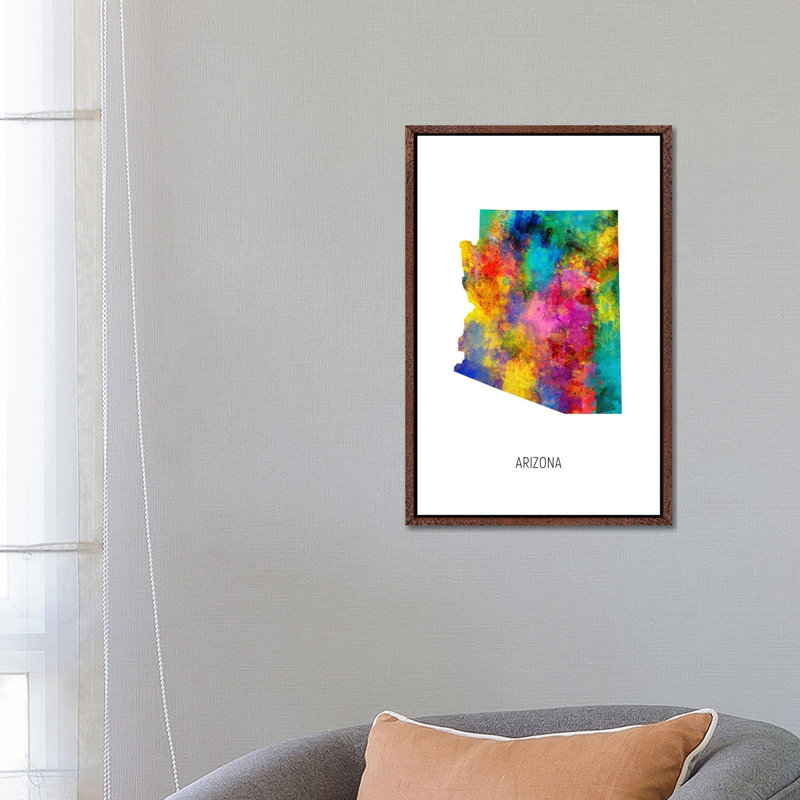 Arizona Map by Michael Tompsett - Gallery-Wrapped Canvas Giclée on Canvas, 66.04 cm H x 45.72 cm W